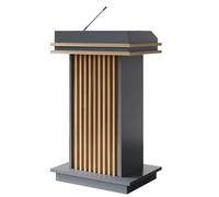 Professional Rolling Podium Stand with 4 Wheels Wooden Speaker's Lectern with Storage Compartment Perfect for Churches Weddings Concerts Schools and Events