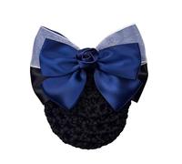 Professional Rose Pearl Bow Headband - Beauty Job Hair Clip with Mesh Pocket for Women and Girls(Blue Rose)