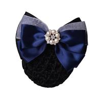 Professional Rose Pearl Bow Headband - Beauty Job Hair Clip with Mesh Pocket for Women and Girls(Pearl Blue)