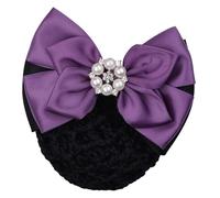 Professional Rose Pearl Bow Headband - Beauty Job Hair Clip with Mesh Pocket for Women and Girls(Purple1)