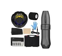 Professional Rotary Tattoo Kit LCD Power Supply Foot Pedal Cartridge Needles Complete Tattoo Set with Case(Szary)