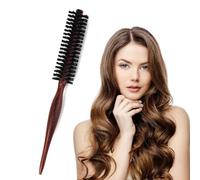 Professional Round Hair Brush with Boar Bristles & Nylon Pins, Wooden Handle Styling Brush for Blow Drying, Curling, and Volumizing All Hair Types