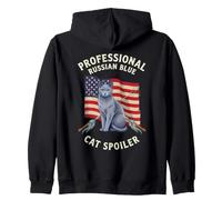 Professional Russian Blue Cat Spoiler Cat Lover Zip Hoodie