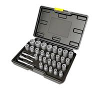 Professional Rusty Screw Removal Set with Thin Walled Design 6 19mm Metric Size Heavy Duty Blow Molded Case 32 Tool Included Craft Furniture Screw Removal Tool