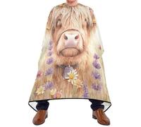 Professional Salon Cape, Lavender Highland Cow, Hairdressing Apron Personalised Hair Cape for Coloring Salons Women