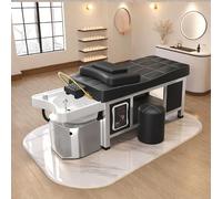 Professional Salon Shampoo Beauty Bed, Thai Massage Physiotherapy Head Spa Equipment with Water Cycle & Fumigation, Black