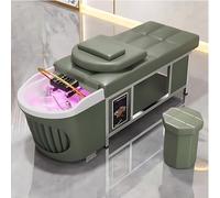 Professional Salon Shampoo Bed Massage Table, Green Fashionable Elegant Style Head Spa Equipment with Water Cycle, Fumigation, Sturdy Stainless Steel Frame