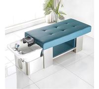 Professional Salon Shampoo Bed Massage Table, Peacock Blue Modern Light Luxury Head Spa Equipment with Fumigation Set & Silicone Headrest