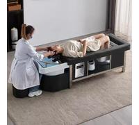 Professional Salon Shampoo Bed, Multi-Functional Fumigation Head Spa Scalp Care Flat-Laying Thai Massage Bed for Beauty Spa, Black