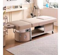 Professional Salon Shampoo Bed & Pedicure Chair with Foot Bathtub, Caramel Brown Minimalist Style Head Spa Massage Equipment, Backrest Lifting, Ample Storage Space, Headrest