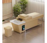 Professional Salon Shampoo Massage Bed, 90L Water Tank Water Storage, Water Circulation Fumigation Thai Massage Bed for Spas Salons Gyms Hospitals, Brown
