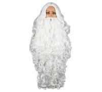 Professional Santa Wig Beard Set Synthetic Fiber White Mustache Washable Exceptional Clauses Christmas Costume Santa Wig And Beard Set Professional Santa Wig And Beard Set Christmas Wig Fancy