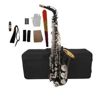 Professional Saxophones Black E Flat Alto Saxophone With Brass Body White Casing And Woodwind Keys Comes With Case And Gloves