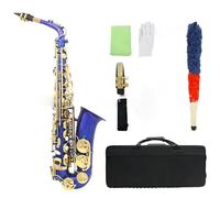 Professional Saxophones Blue Alto Saxophone In E Flat Key With Brass Body And Engraved Design For Professional Performance(Fish button)