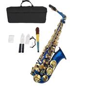 Professional Saxophones E Flat Major Blue Lacquered Gold Keys Beginner Level Performance Graded Examination Band Saxophone
