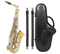 Professional Saxophones Professional Alto Saxophone E Flat Key Gold Plated With Strap And Stand Accessories(Gold silver sax)