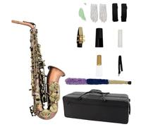 Professional Saxophones Red Bodied Blue Keyed Saxophone Played In E Flat Major