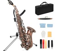 Professional Saxophones Red Retro B Flat Soprano Saxophone Beginner Set With All Accessories(Saxophone set)