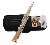 Professional Saxophones Rose Brass Straight Tube Soprano Saxophone With Satin Silver Keys High F