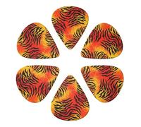 Professional Semi-Round Guitar Picks 6 Pack Black Gold Animal Print Tiger Stripe, Premium Paddles for Electric & Acoustic Guitars, Guitarist Essentials 0.46-0.96mm