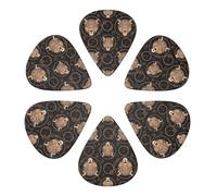 Professional Semi-Round Guitar Picks 6 Pack Rose Gold Cheetah Leopard Print Black, Premium Paddles for Electric & Acoustic Guitars, Guitarist Essentials 0.46-0.96mm