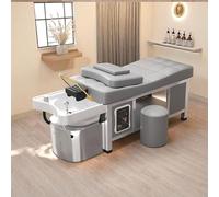 Professional Shampoo Bed, Head Spa Massage Facial Beauty Bed with Water Cycle & Fumigation Function, Gray