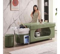 Professional Shampoo Bed, Head Spa Scalp Water Circulation Flat-Laying Thai Massage Bed for Beauty Salon, Green