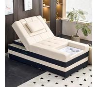 Professional Shampoo Bed Massage Table, Elegant Black & White Style Head Spa Equipment, Includes Water Cycle, Electric Adjustable Backrest, Foot Bath