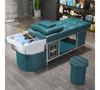Professional Shampoo Bed, Multi-Functional Water Circulation Head Treatment Thai Style Massage Spa Salon Bed, Green