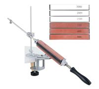 Professional Sharpener System with 6 Whetstones 360 Degree Rotation Flip Design Fixed Angle Stainless Steel Kitchen Chef Sharpening Kit Abrasive Holding System Tools for Home