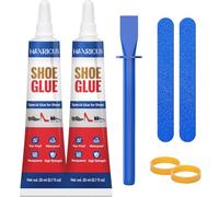 Professional Shoe Glue - Strong Waterproof Shoe Repair Glue for Leather, Rubber, Vinyl & Boots | Transparent Flexible Bond | Sole & Heel Fix Kit with Metal Nozzle (20ml x 2 Pcs)