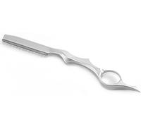 Professional Silver Feather Cut Hairdressing Razor - Ideal for Razoring Hair with Moulded Handle and Finger Ring for a Comfortable Grip