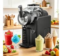 Professional Slushie Machine, 5-in-1 Soft Serve Ice Cream & Chilled Drink Maker with 185W Compressor, 5 Preset Modes, Real-Time LED Display, Adjustable Texture - for Home, Party, Cafe Black