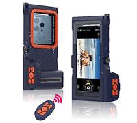 Professional Snorkeling Diving Waterproof Phone Case, Bluetooth Connection with APP Control, Underwater 50ft/15m Photo & Video Protective Housing for iPhone Samsung Galaxy LG Huawei etc. (Blue Orange)