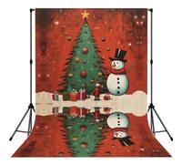 Professional snowman Christmas Tree Print Photography Backdrop for Portrait Sessions,Studio Use and Event Decor
