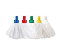 Professional Socket Fit Mop Heads, White with Colored Caps, Super Absorbent Cleanroom, Heavy Duty Disposable, 10 Pack