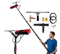 Professional Solar Panel Cleaning Kit, 24FT/7.2M Adjustable Water Fed Pole with Brush for Window, Glass Roof & Outdoor Window Washing