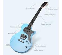 Professional Solid Wood Electric Guitar with Gig Bag Tuner Set HH Pickup Ergonomic Design for Beginners Musicians Poplar Body Maple Neck Laurel Fingerboard Multiple Colors (Blue)