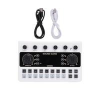 Professional Sound Card Mixer Live, Streaming Soundboard with 12 Voice Effects LED Display Rechargeable Battery for Karaoke Singing Live Broadcasting ABS Material 19.5cm