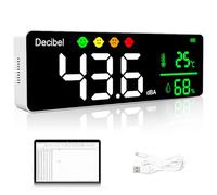 Professional Sound Level Meter with Data Logging, Digital Noise Decibel Meter 30-130 dBA, Temperature Humidity Monitor, Type-C Export, Alarm Function for Workplace, Industrial, Home, Environment Use