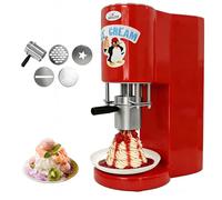 Professional Spaghetti Ice Cream Maker, Multi-shape Spaghetti Ice Cream Press Machine, Spaghetti Ice Cream Machine with 4 Molds, 28-30L/H 6-8s/cup for Shops, Catering Dessert Maker(Red)