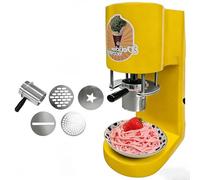 Professional Spaghetti Ice Cream Maker, Multi-shape Spaghetti Ice Cream Press Machine, Spaghetti Ice Cream Machine with 4 Molds, 28-30L/H 6-8s/cup for Shops, Catering Dessert Maker(Yellow)