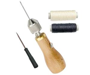 Professional Speedy Stitcher Sewing Awl Hand Stitcher Repair Tool Kit for Leather and Heavy Fabrics with 2pcs Needles, Additional Coil and Yarn/Threads