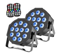 Professional Stage Lights, 6-in-1 Battery Powered Spotlight, Sound Activated with Remote & DMX Control, DJ Wash Light for Parties, Weddings, Clubs (Set of 2)