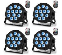 Professional Stage Lights, 6-in-1 Battery Powered Spotlight, Sound Activated with Remote & DMX Control, DJ Wash Light for Parties, Weddings, Clubs (Set of 2)