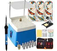 Professional Stained Glass & Mosaic Starter Kit with Grinder Machine, Glass Cutting Tools, 5/8" & 1" Bits, Soldering Iron Gun Set for Beginners