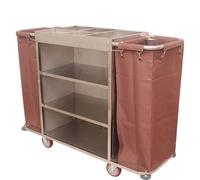 Professional Stainless Steel Cleaning Cart Wheeled Laundry Basket with Removable Oxford Bag Tool for Hotels and Offices and Versatile Utility Trolley.