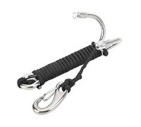 professional stainless steel double twin diving hooks with spiral coil lanyard heavy duty corrosion resistant underwater safety gear for scuba divers snorkelers marine activities (Black)