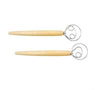 Professional Stainless Steel Dough Whisk with Ergonomic Wooden Grip, Efficient Flour Mixer for Bread and Pastry Dough, Rust Proof Kitchen Gadget for Home Baking, Simple Clean Design, Silver