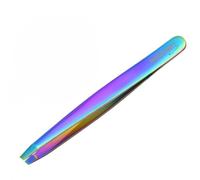 Professional Stainless Steel Eyebrow Tweezers - Precision Slant Tip Hair Removal Tool for Women & Men, Glossy Finish, Facial Hair & Ingrown Hair Plucker, Salon-Quality Grooming (Multicolord)